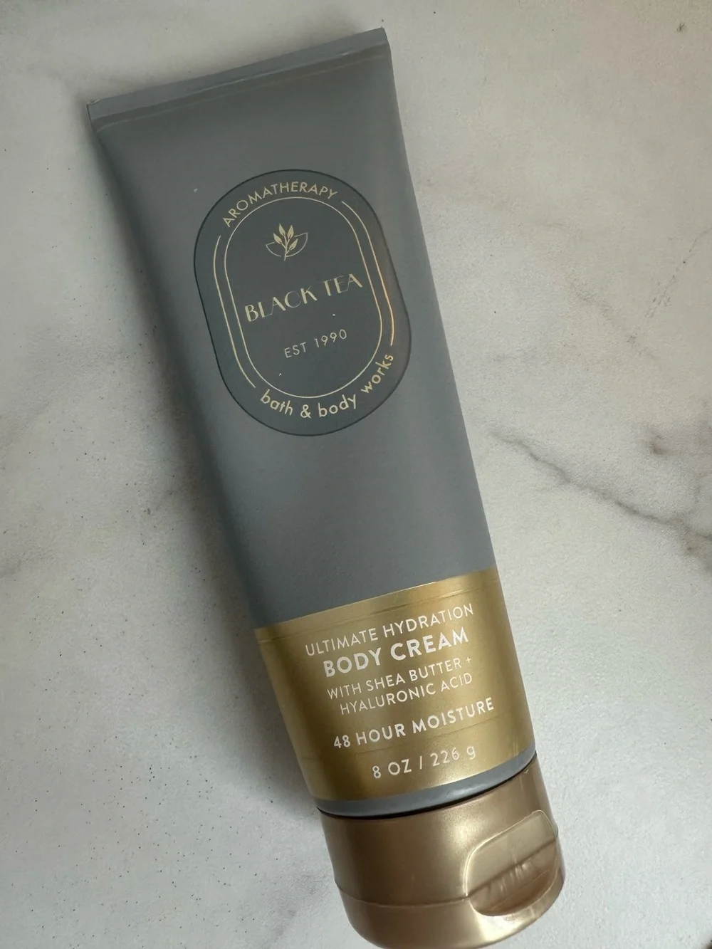 Bath & Body Works Black Tea Body Cream - Gray & Gold